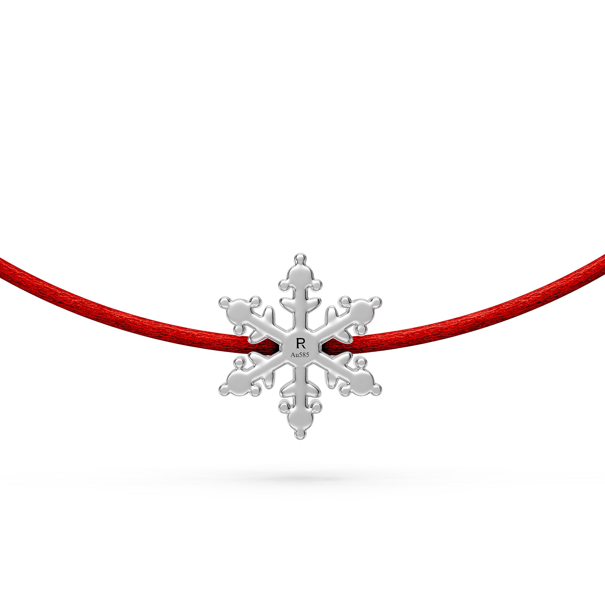 String Bracelet with Diamond in White Gold "Snowflake"