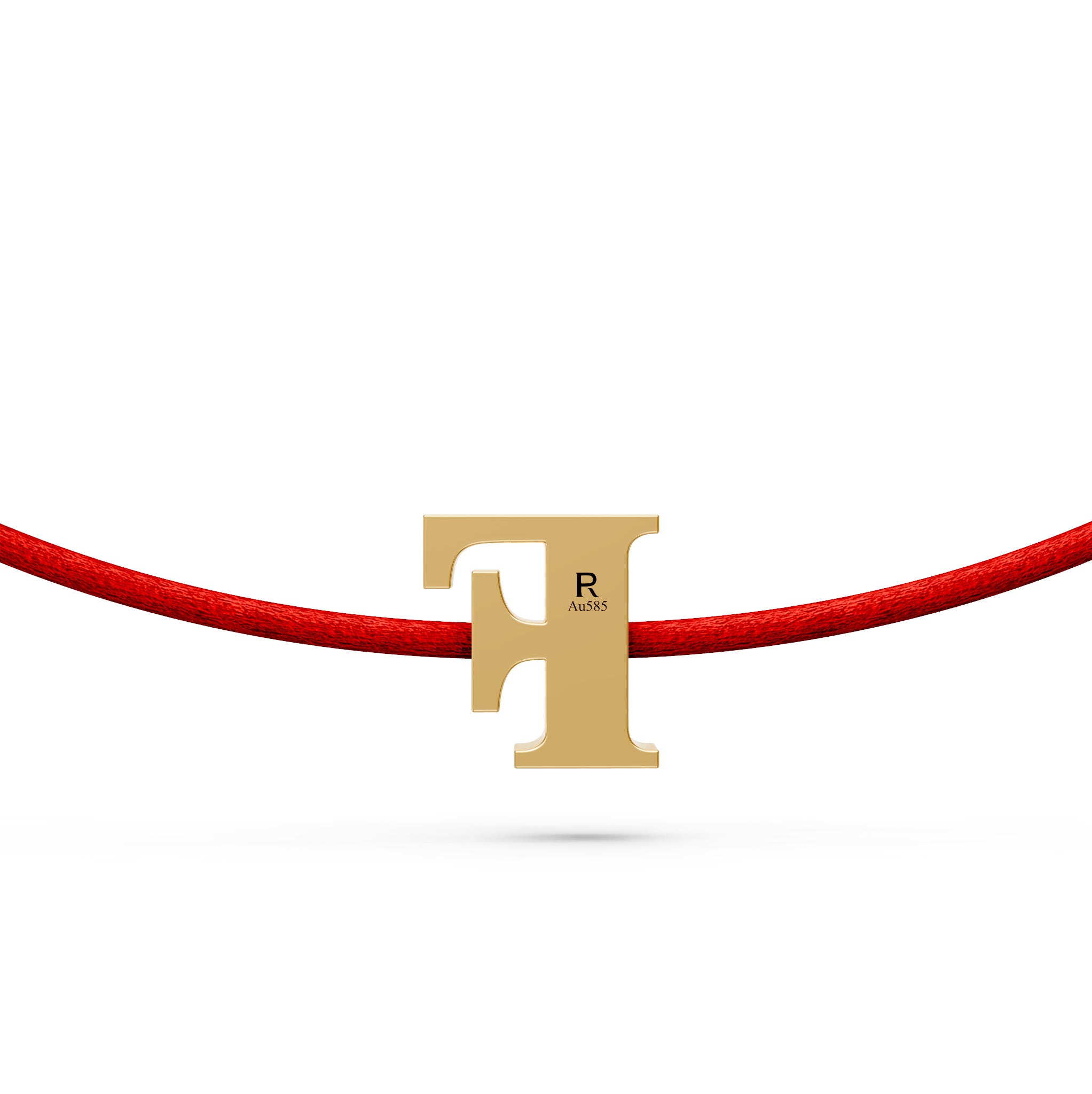 String Bracelet with Diamond in Yellow Gold "F" Letter