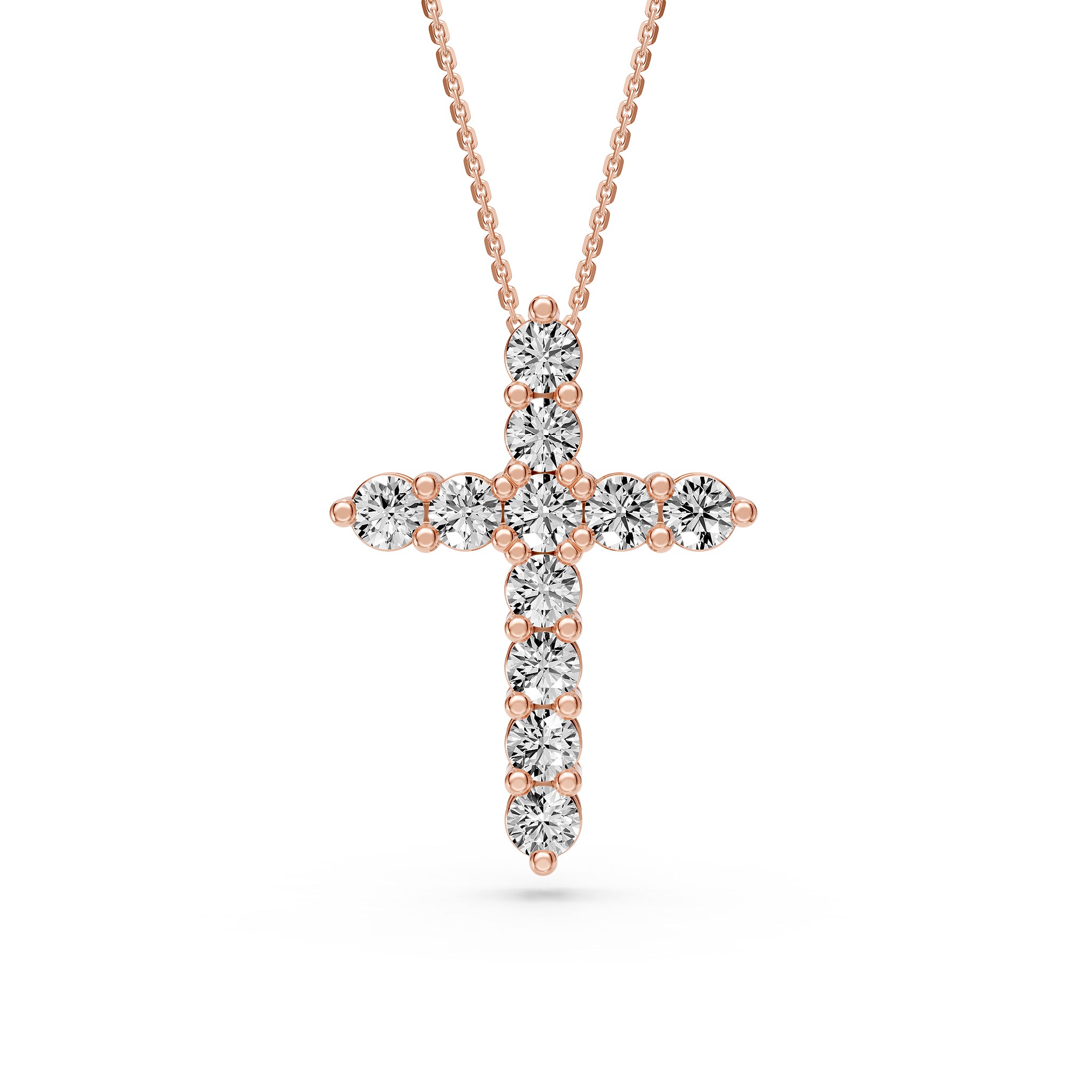 Diamond Cross Necklace in Rose Gold