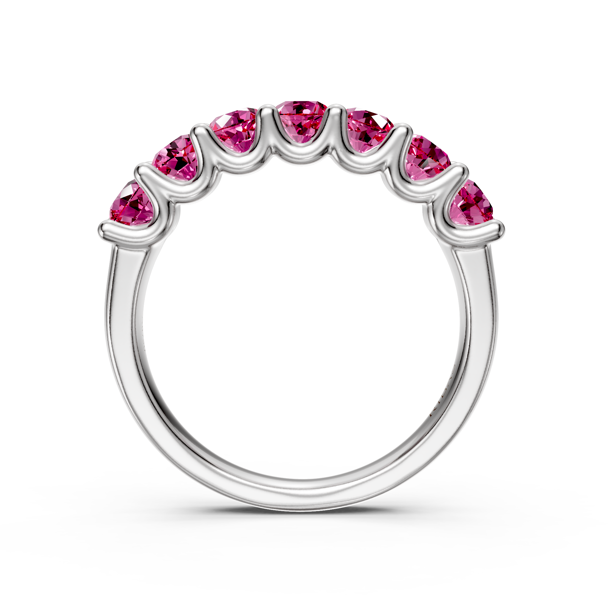 Pink Sapphire Band Ring in White Gold