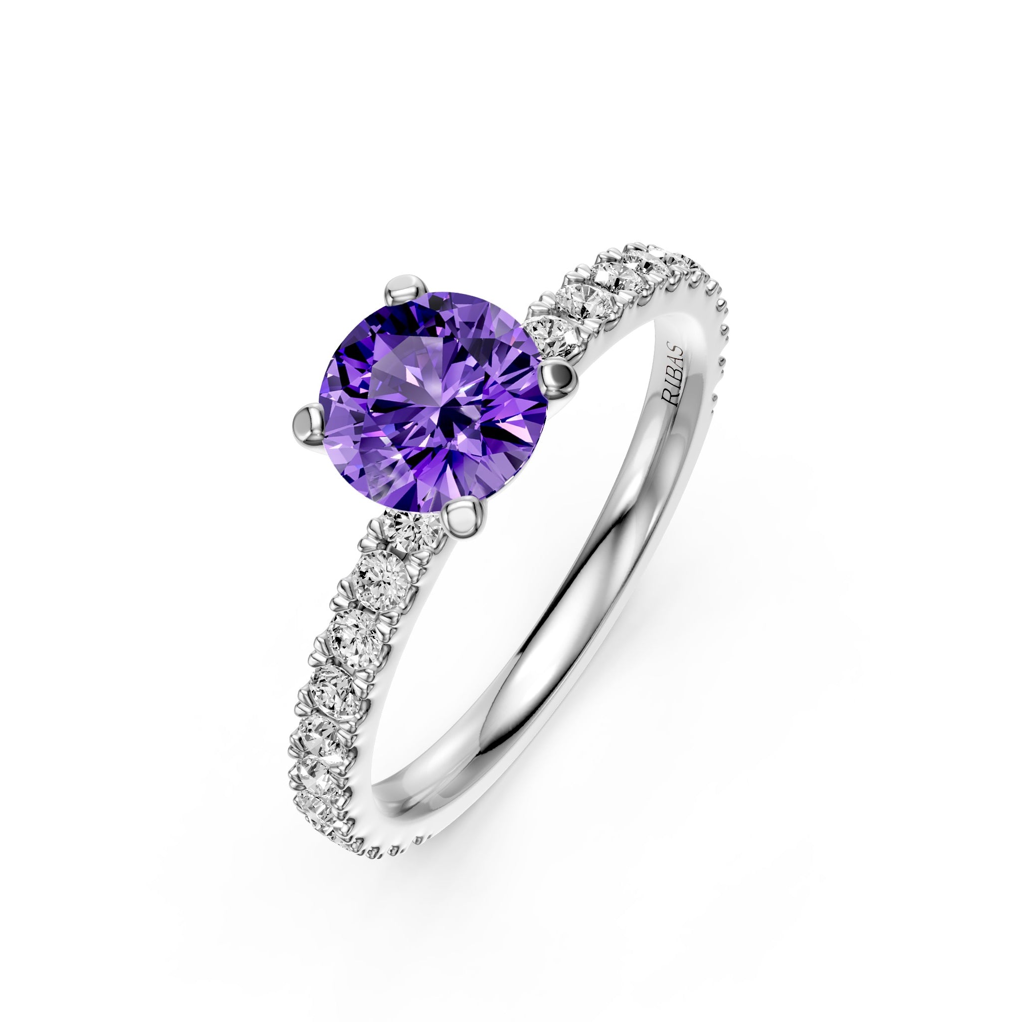 Diamond Ring with Tanzanite in White Gold