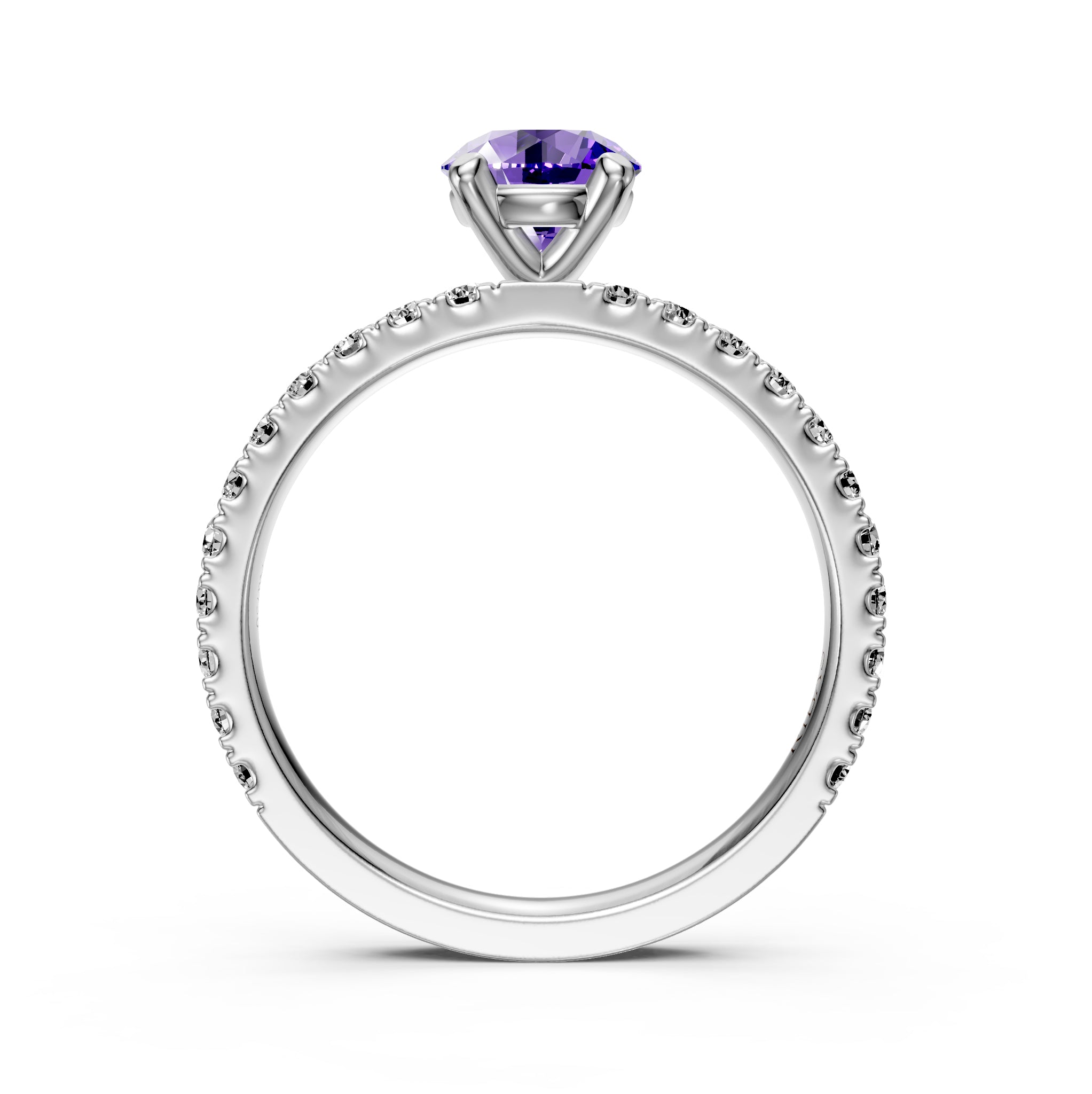 Diamond Ring with Tanzanite in White Gold