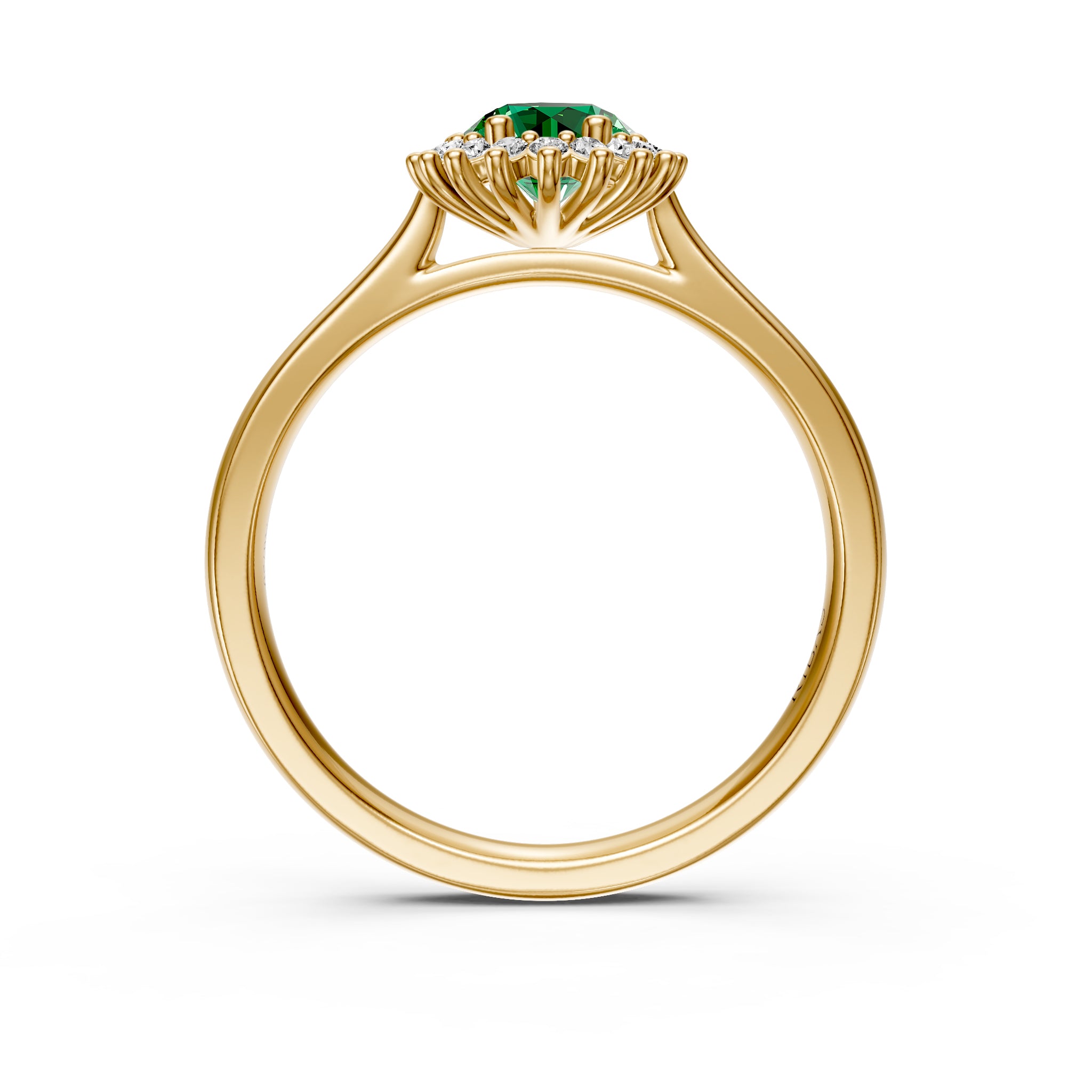 Diamond Ring with Tsavorite in Yellow Gold