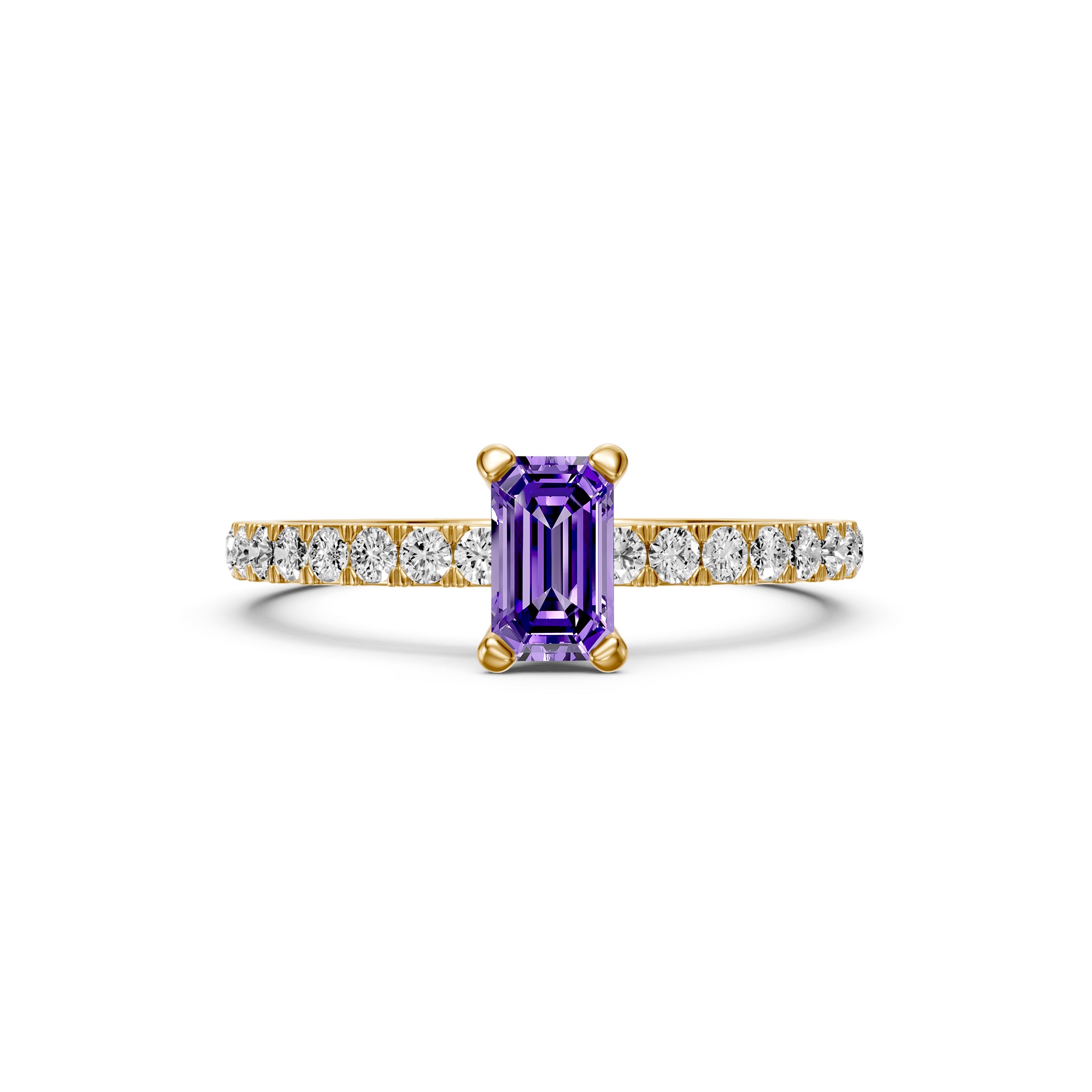 Diamond Ring with Tanzanite in Yellow Gold