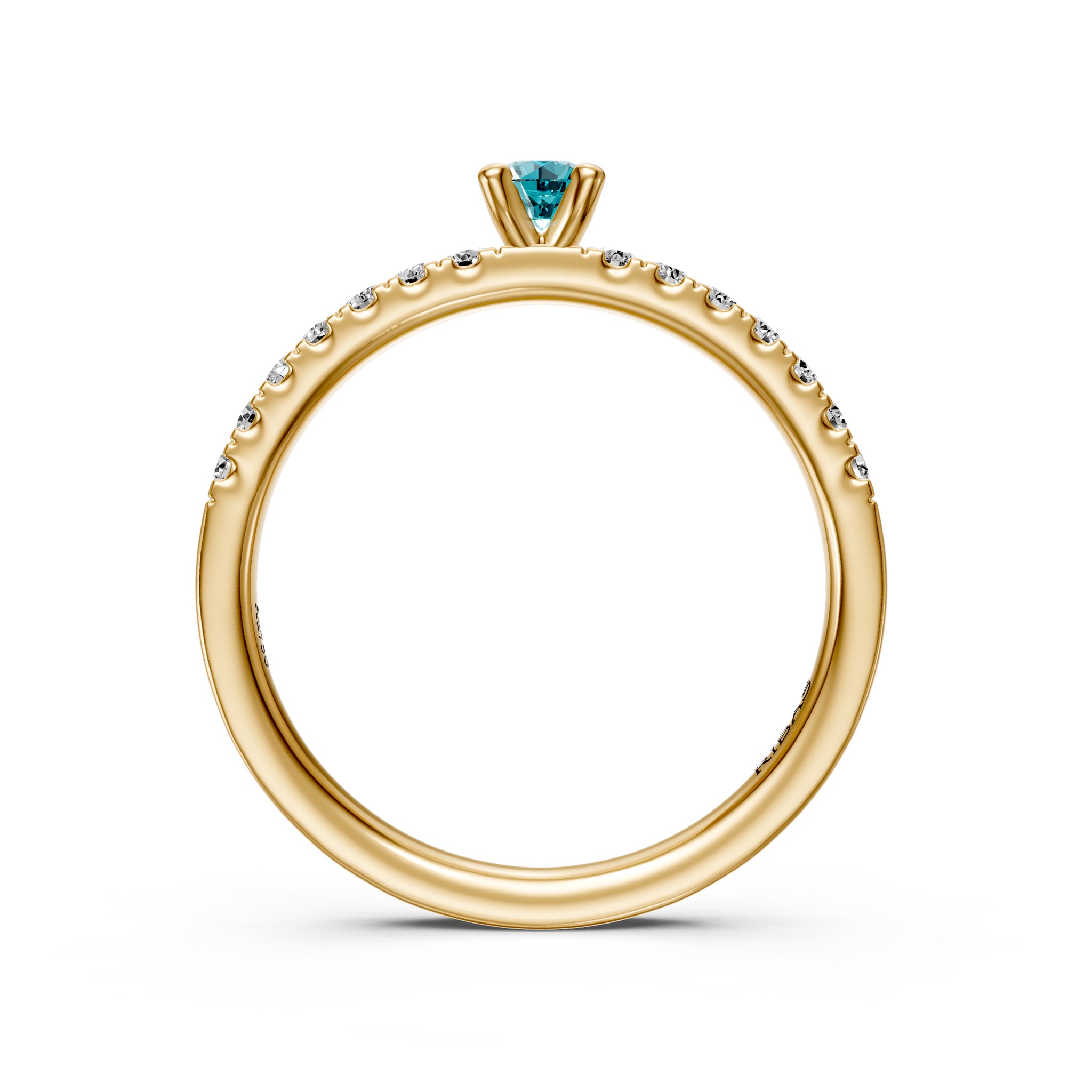 Diamond Ring with Paraiba in Yellow Gold