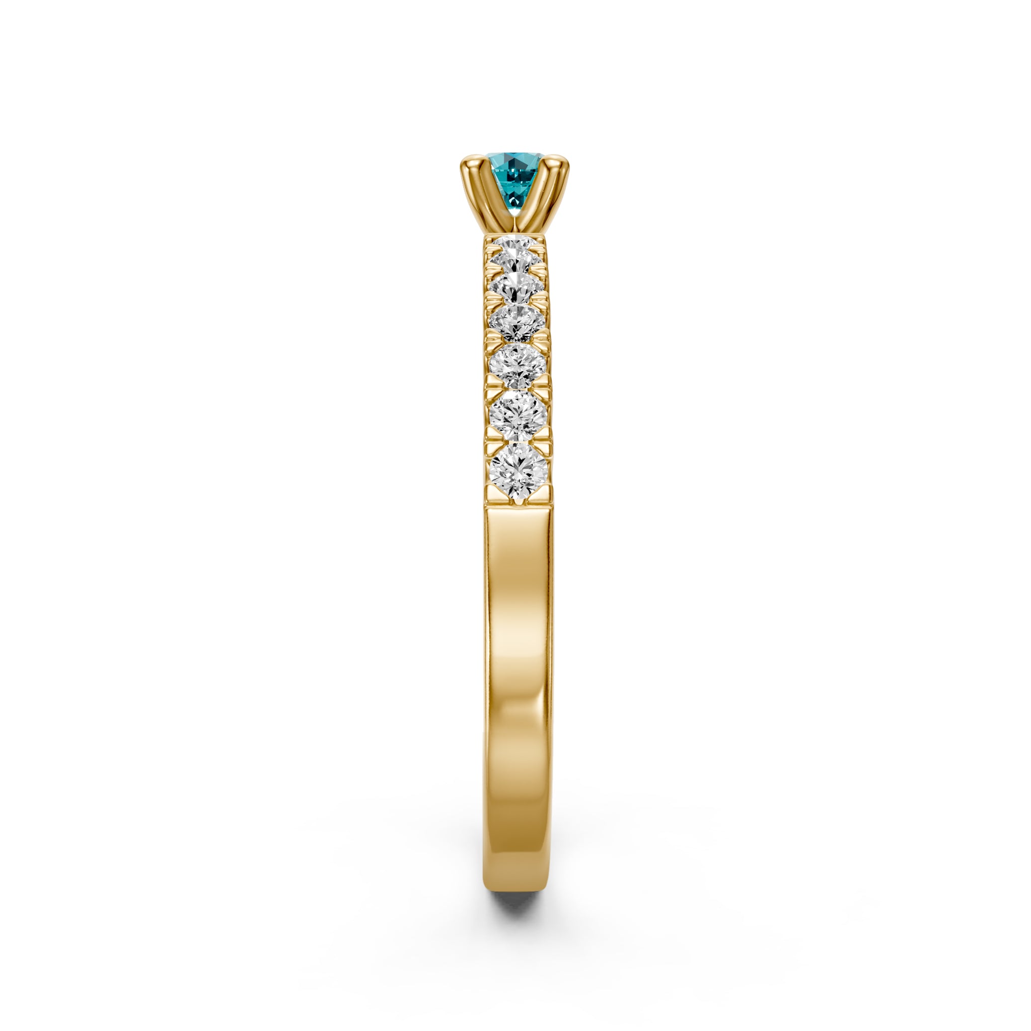Diamond Ring with Paraiba in Yellow Gold