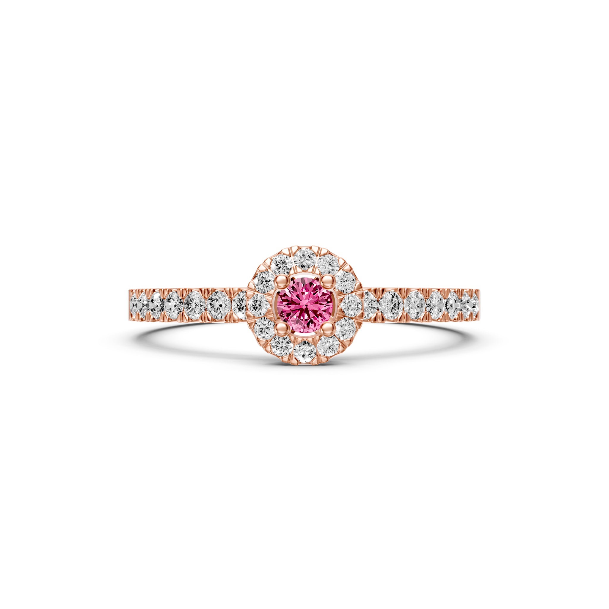 Diamond Ring with Pink Sapphire in Rose Gold