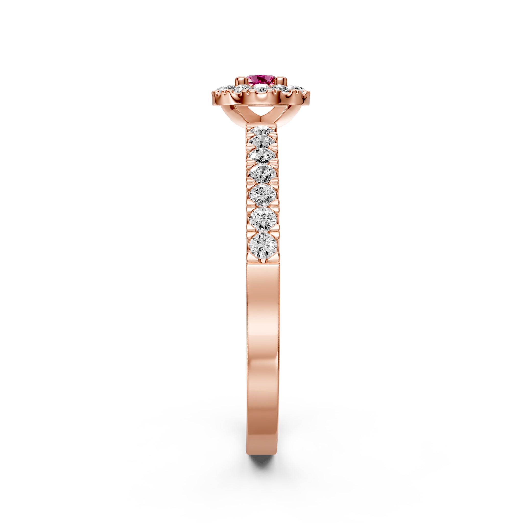 Diamond Ring with Pink Sapphire in Rose Gold