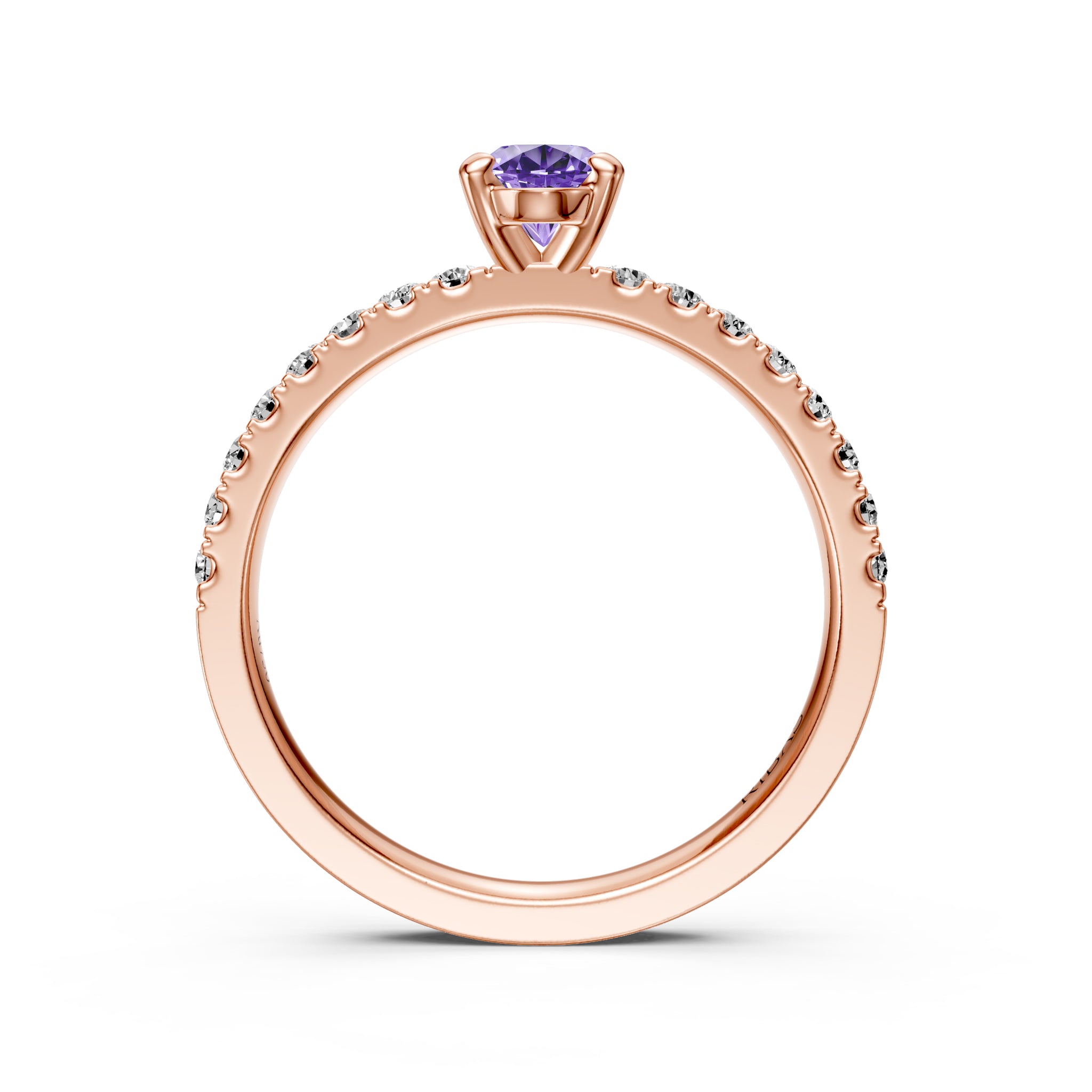 Diamond Ring with Tanzanite in Rose Gold