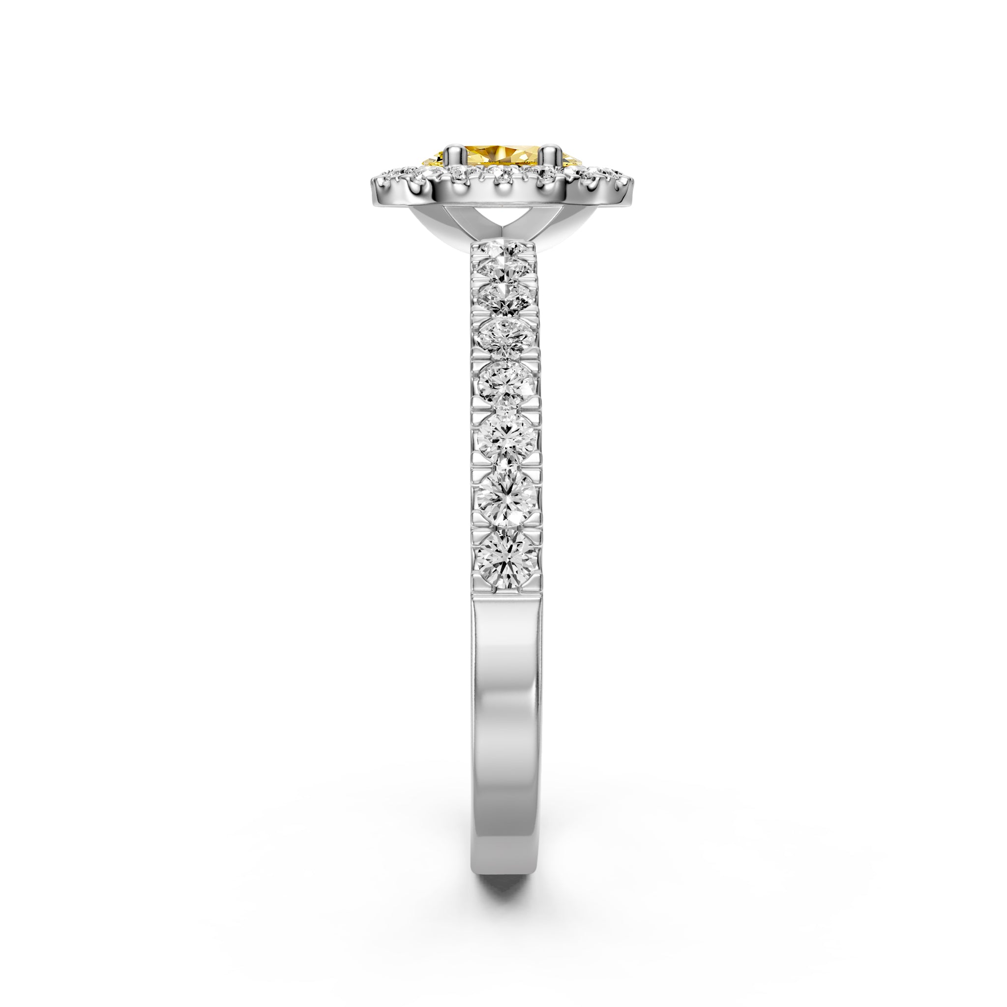 Diamond Ring with Yellow Sapphire in White Gold