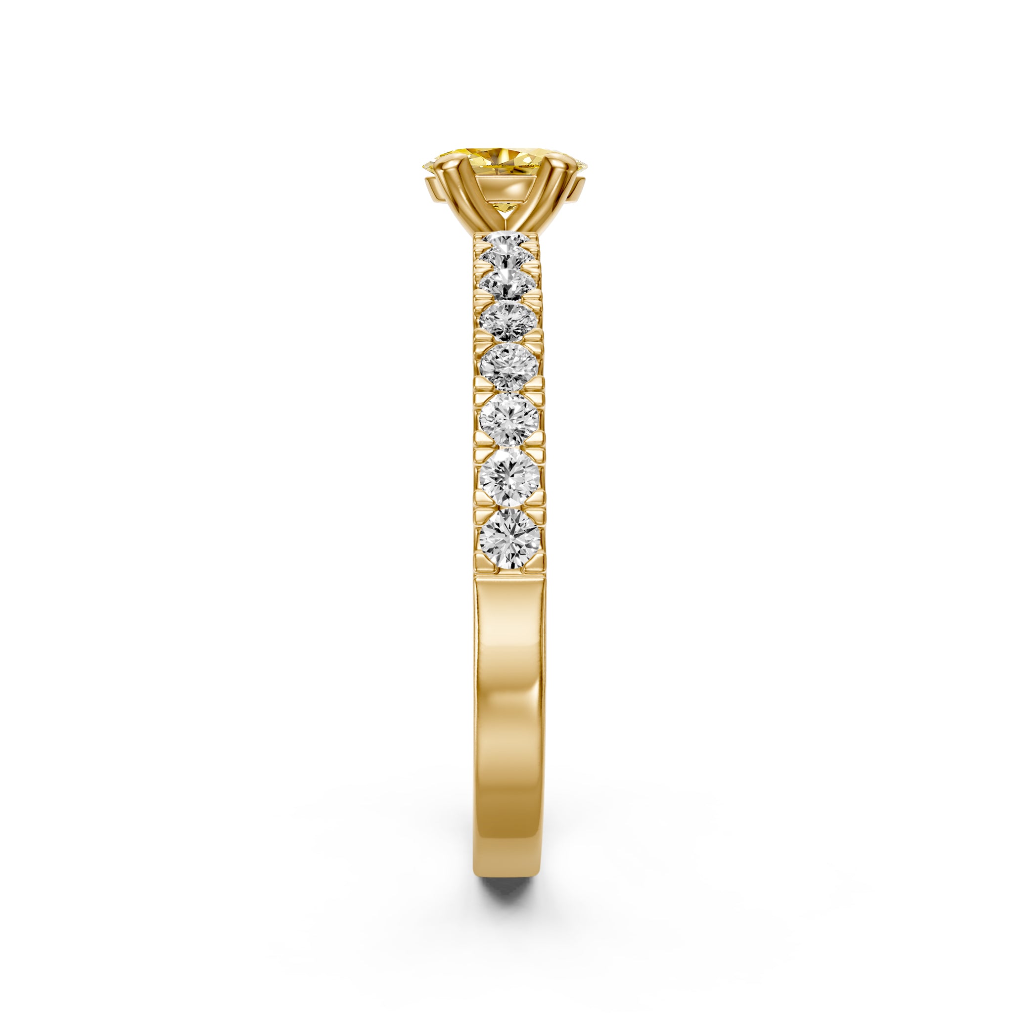 Sapphire Band Ring with Diamonds in Yellow Gold