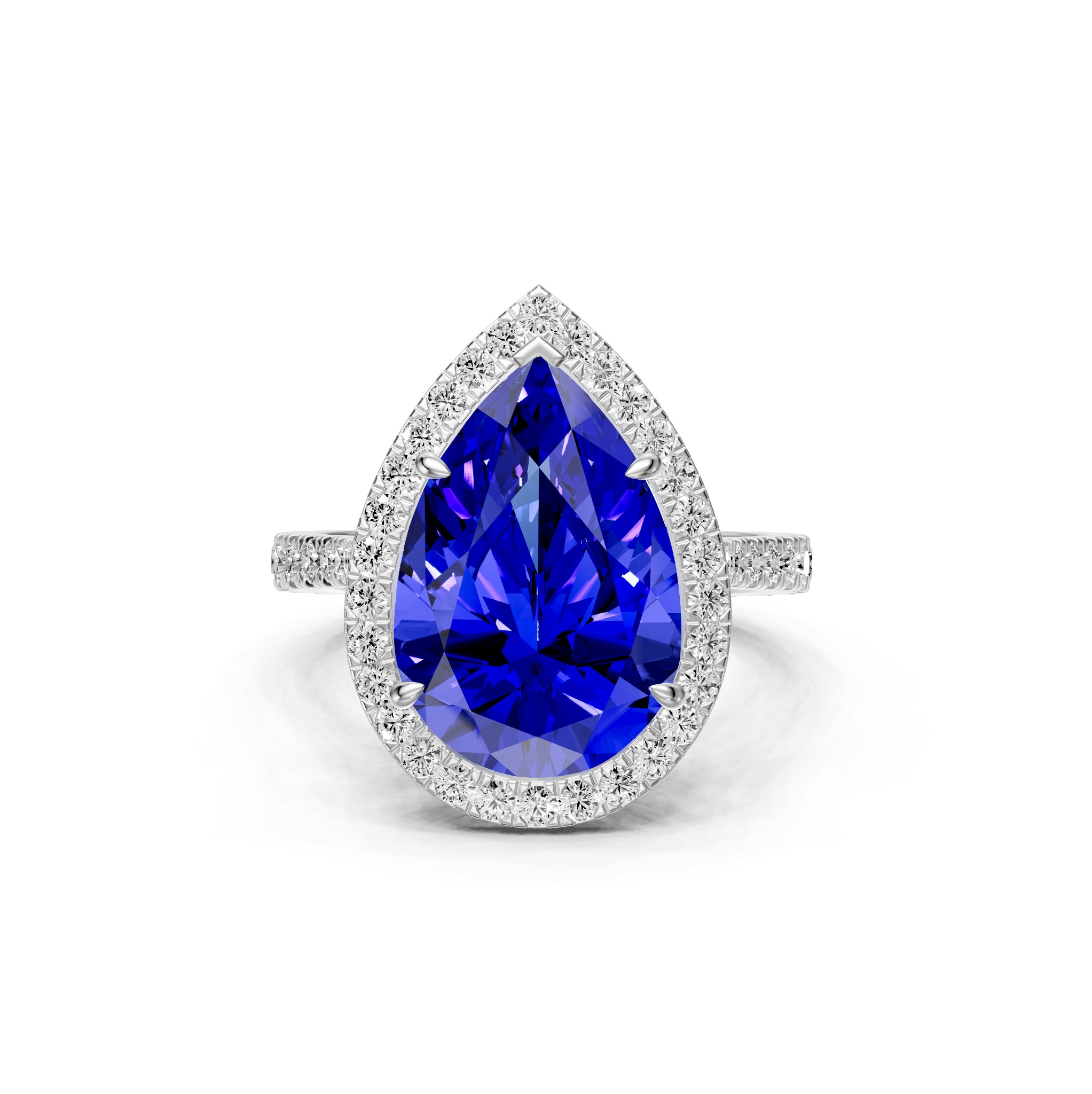 Diamond Ring with Tanzanite in White Gold