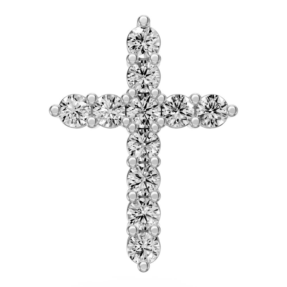 Diamond Cross Pendant in White Gold - Large