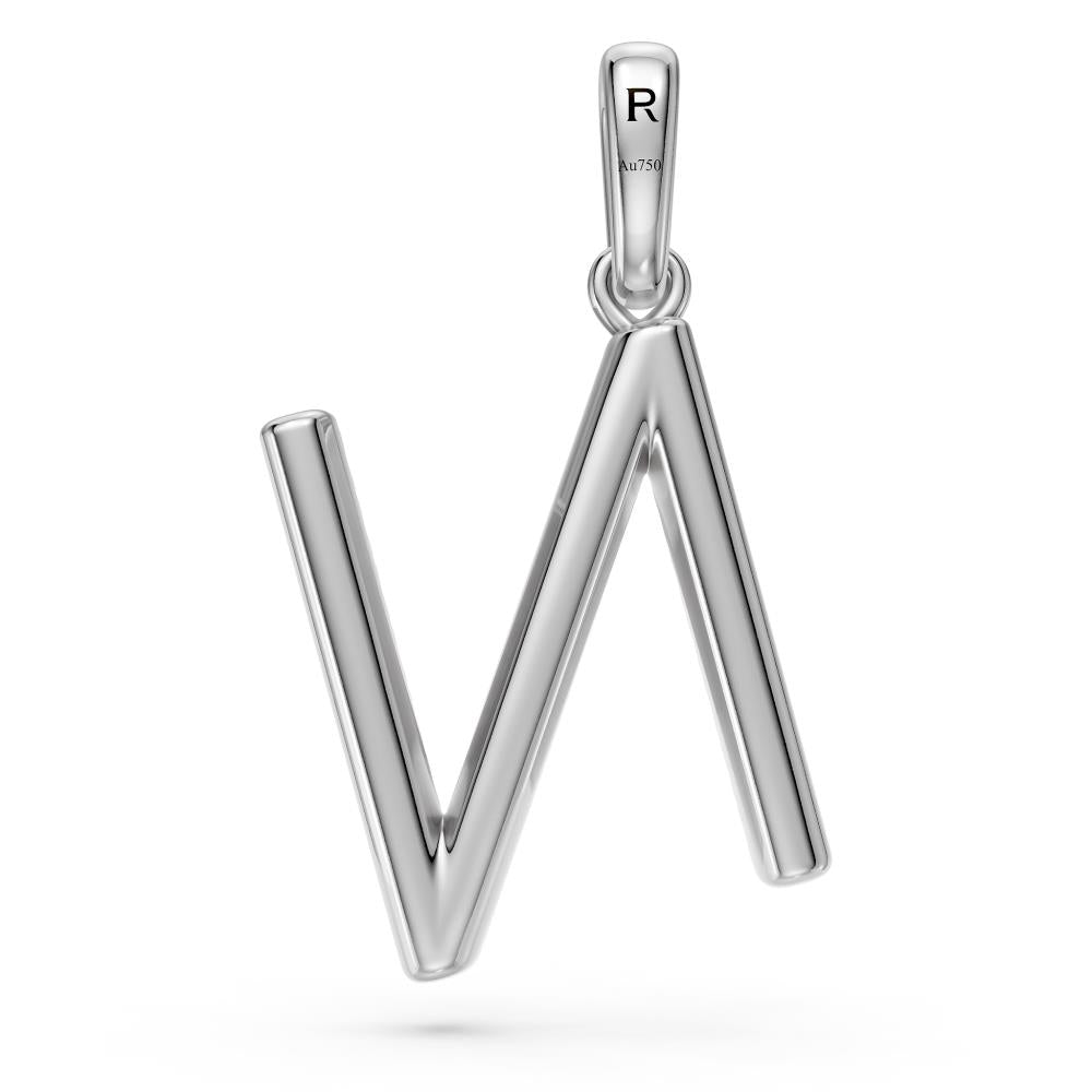 Diamond Letter N Pendant in White Gold