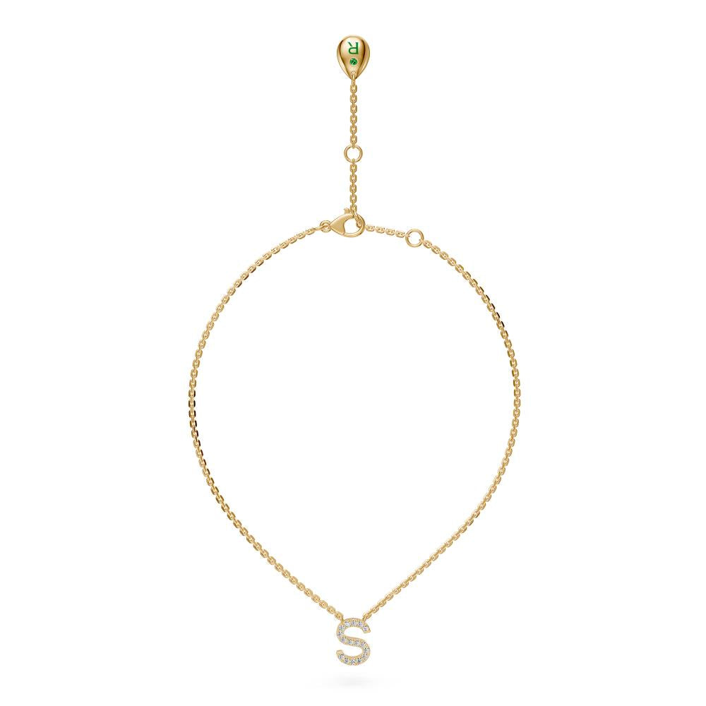 Diamond Letter S Necklace in Yellow Gold