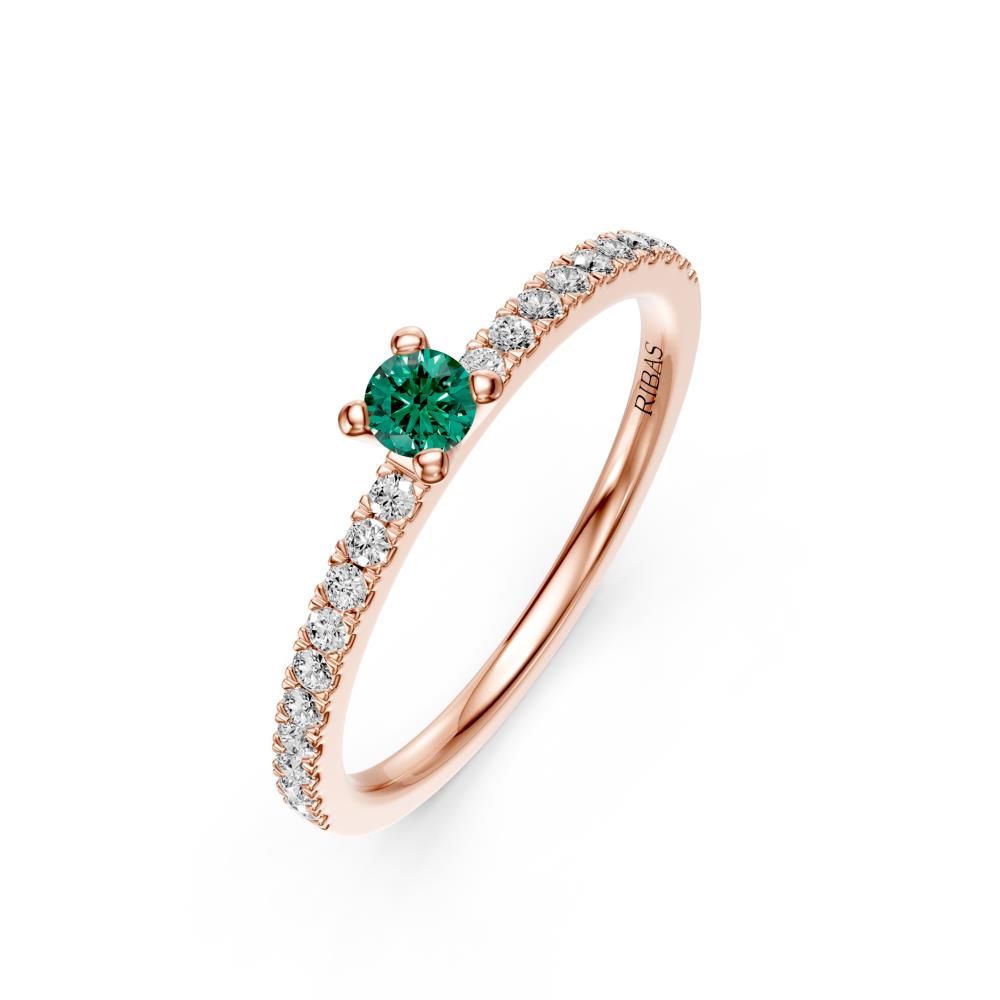 Diamond Ring with Sapphire in Rose Gold