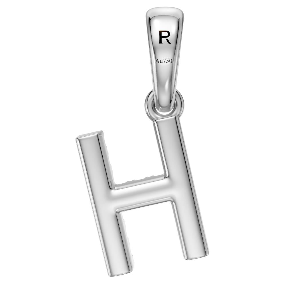 Mini Diamond Letter H Pendant in White Gold