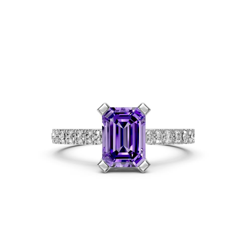 Diamond Ring with Tanzanite in White Gold
