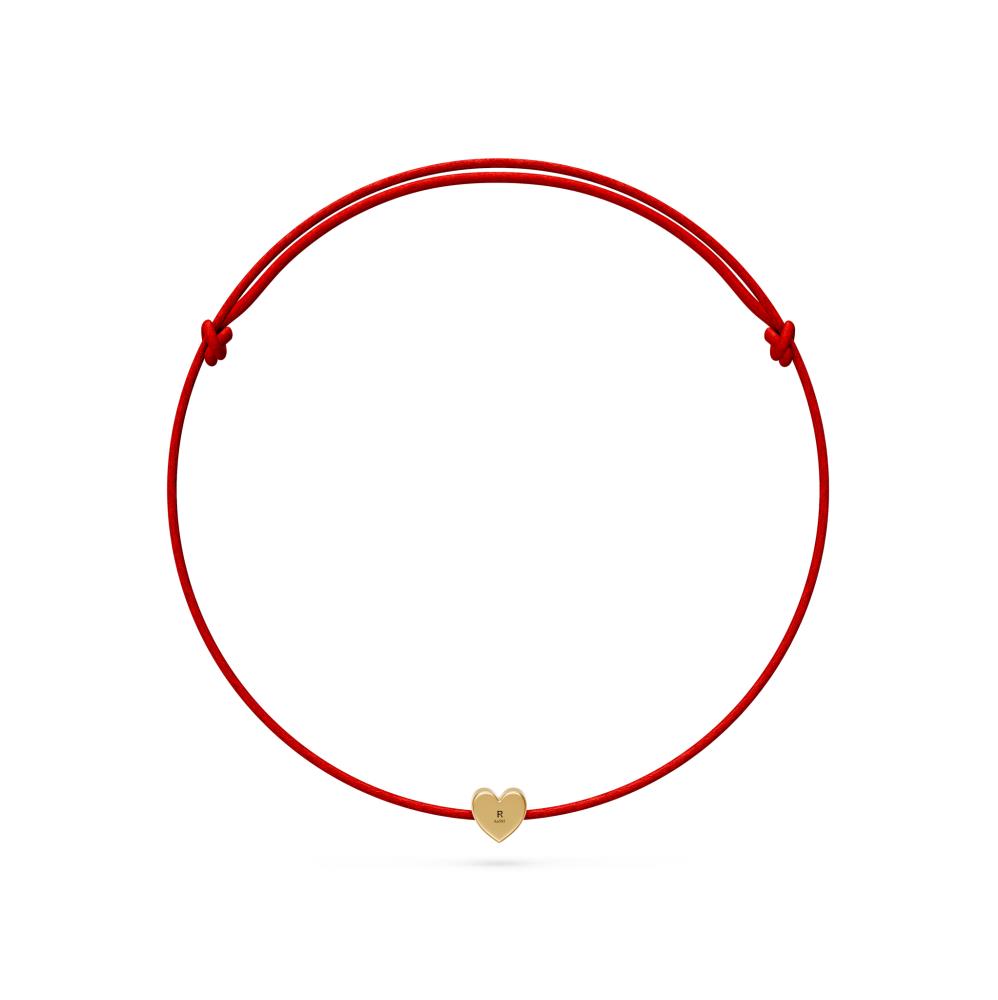 String Bracelet with Diamond in Yellow Gold "Heart"