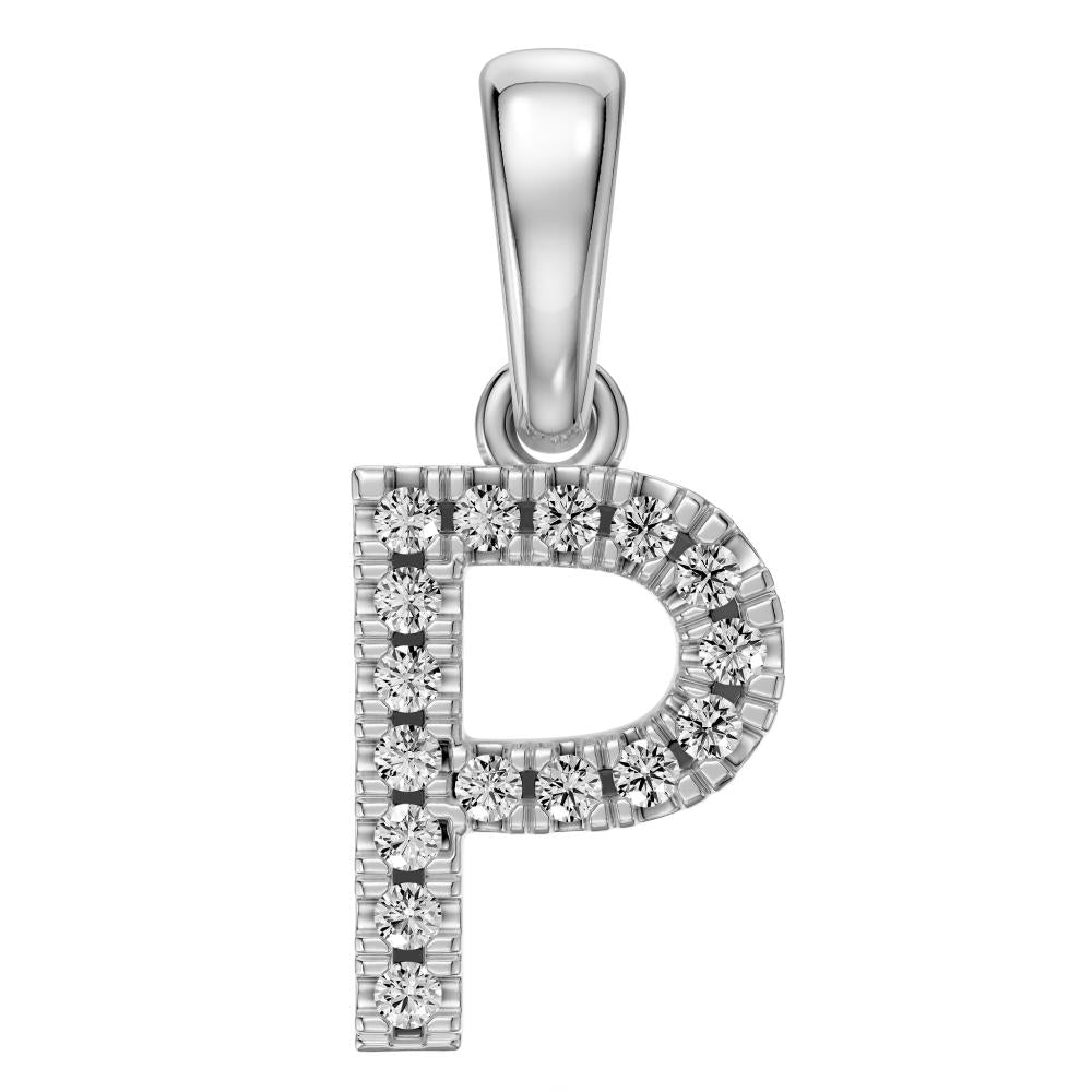 Diamond Letter P Pendant in White Gold