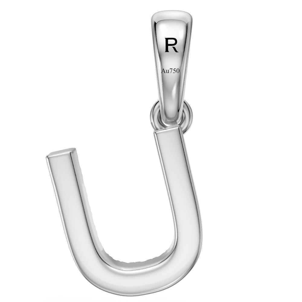 Mini Diamond Letter U Pendant in White Gold