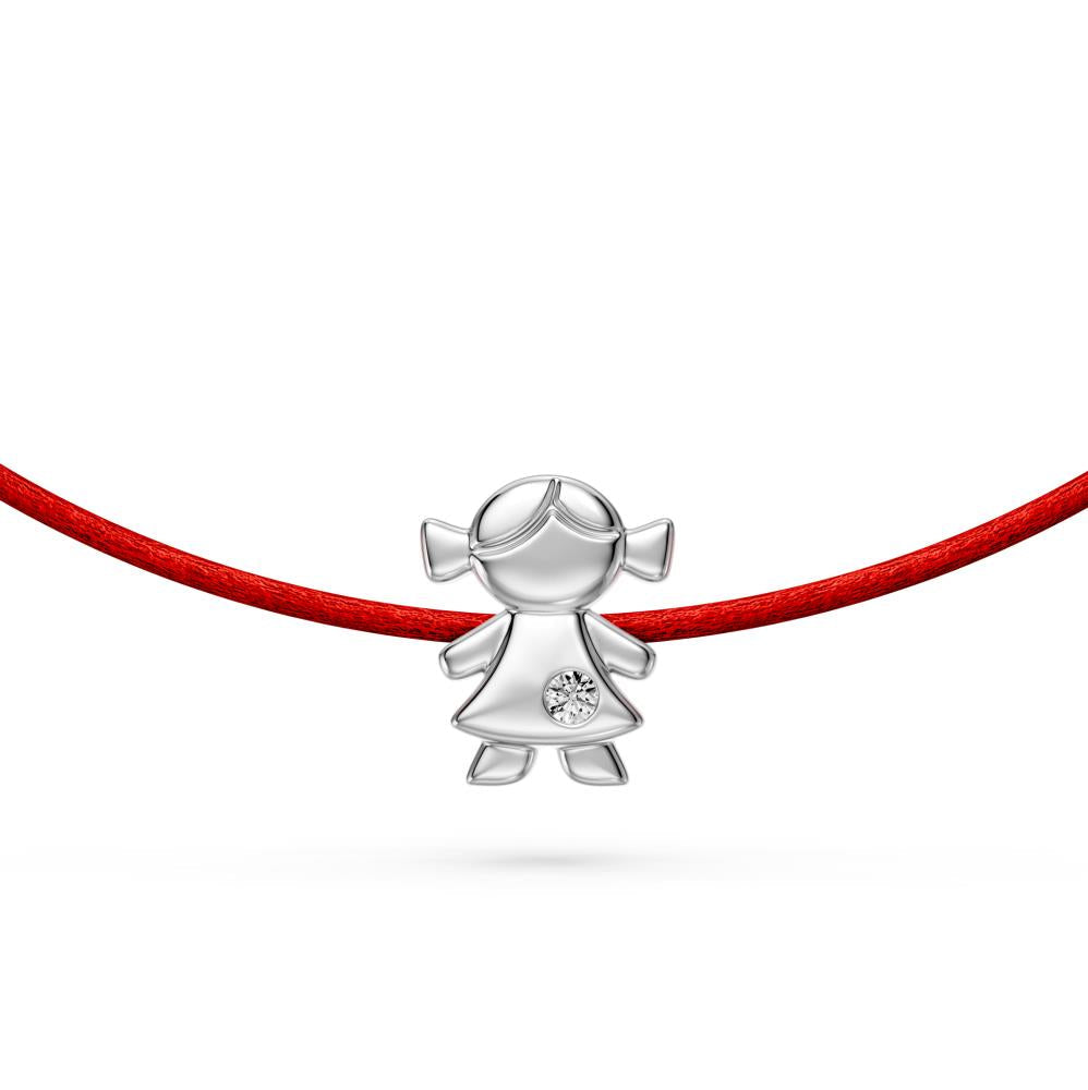 String Bracelet with Diamond in White Gold "Girl"