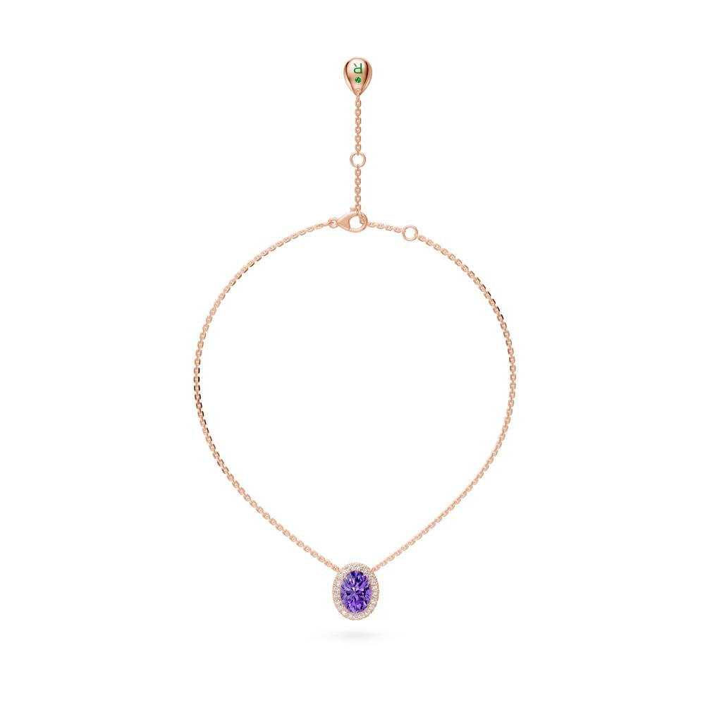 Rose Gold Necklace with Tanzanite Stone