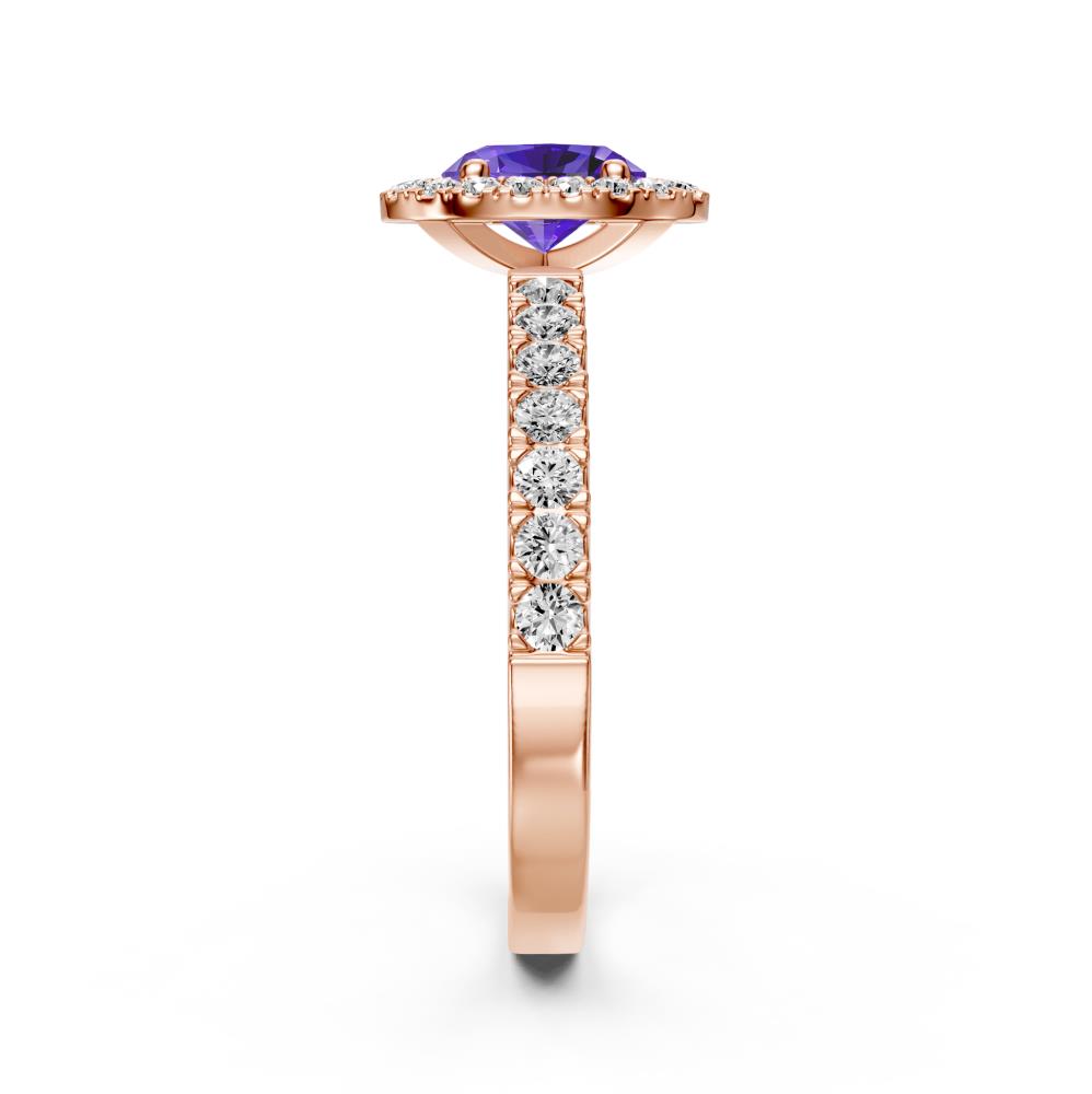 Diamond Ring with Tanzanite in Rose Gold