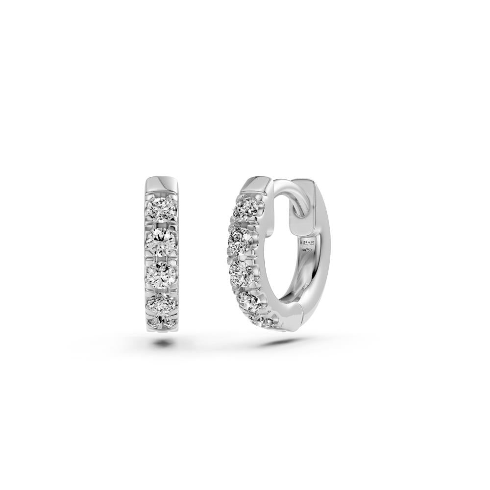 Diamond Hoop Earrings in White Gold