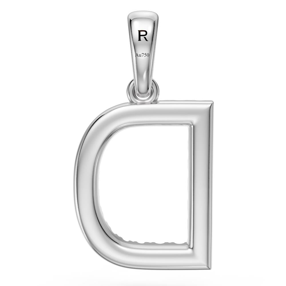 Diamond Letter D letter in White Gold