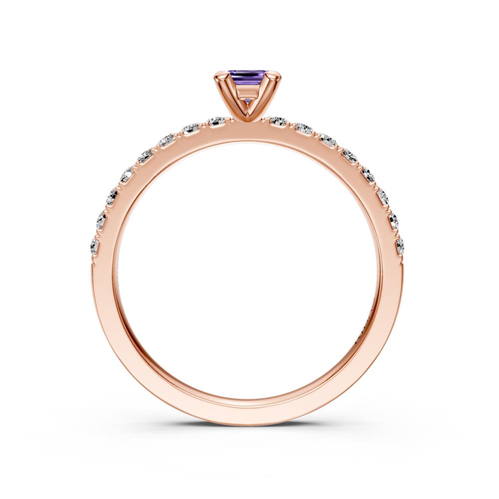 Diamond Ring with Tanzanite in Rose Gold