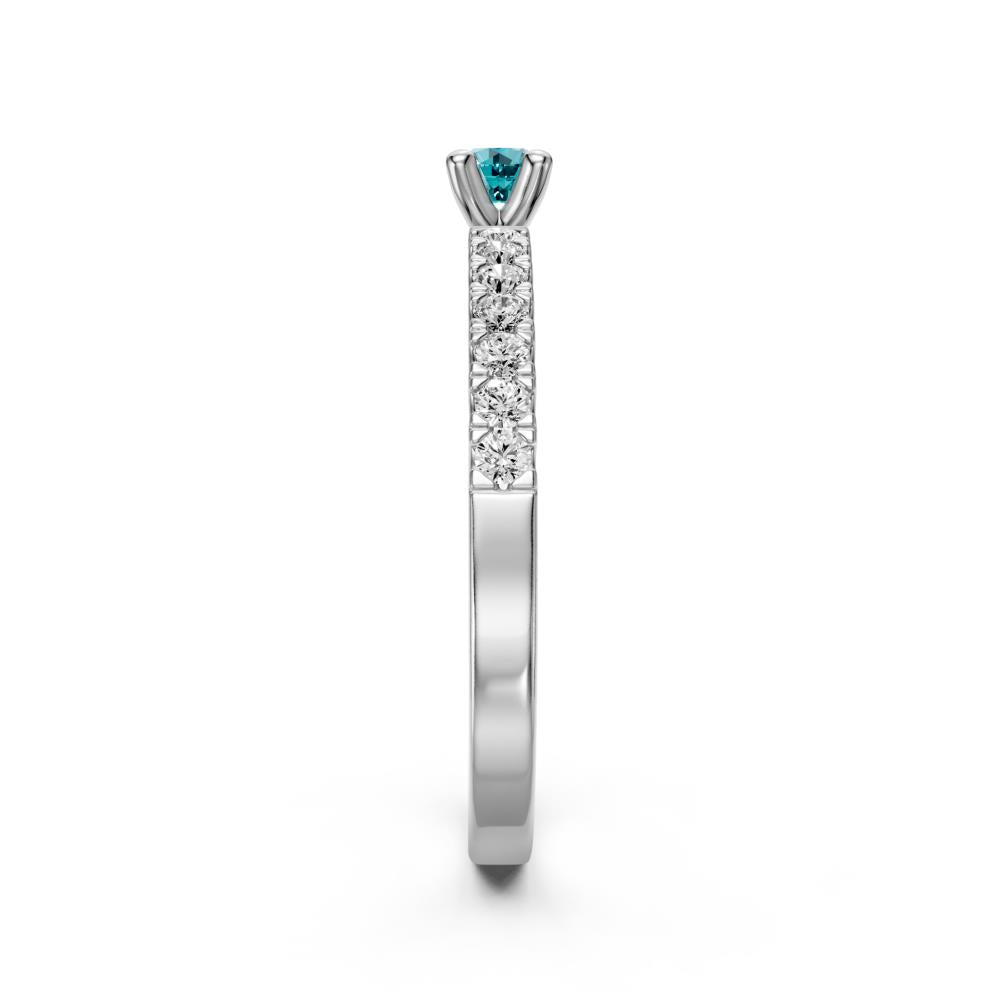 Diamond Ring with Tourmaline in White Gold