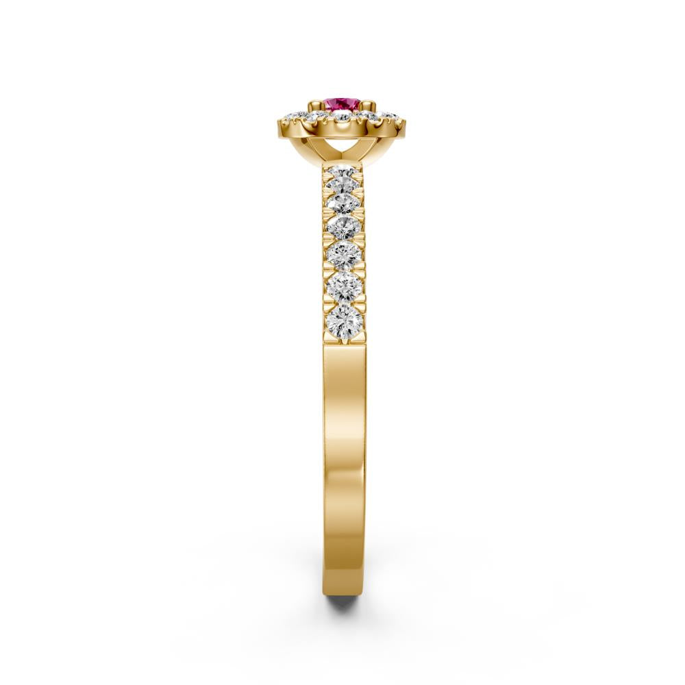 Diamond Ring with Pink Sapphire in Yellow Gold