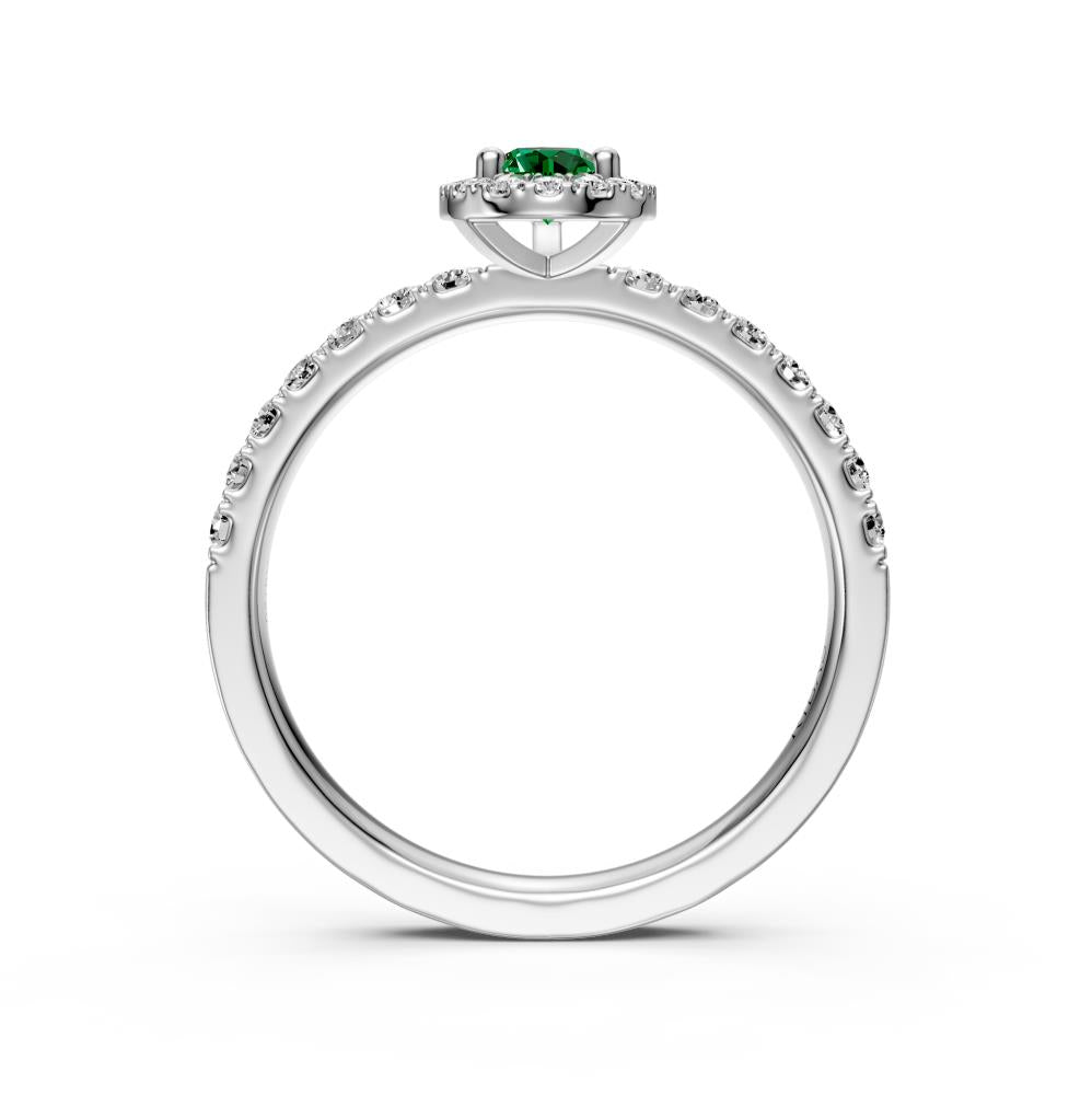 Diamond Ring with Tsavorites in White Gold
