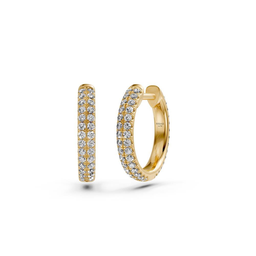 Diamond Hoop Earrings in Yellow Gold