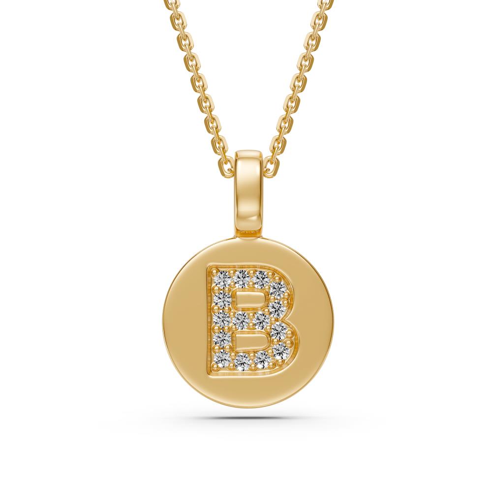 Diamond Letter B Pendant in Yellow Gold