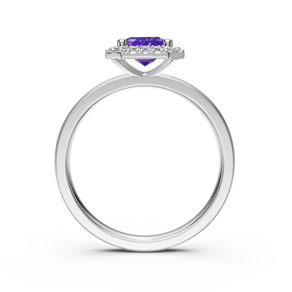 Diamond Ring with Tanzanite in White Gold