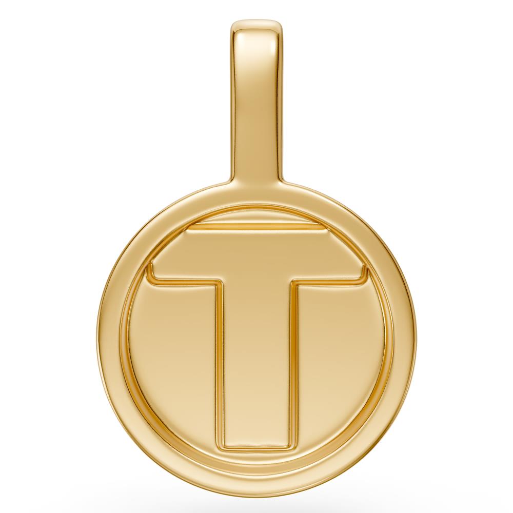 Diamond Letter T Pendant in Yellow Gold