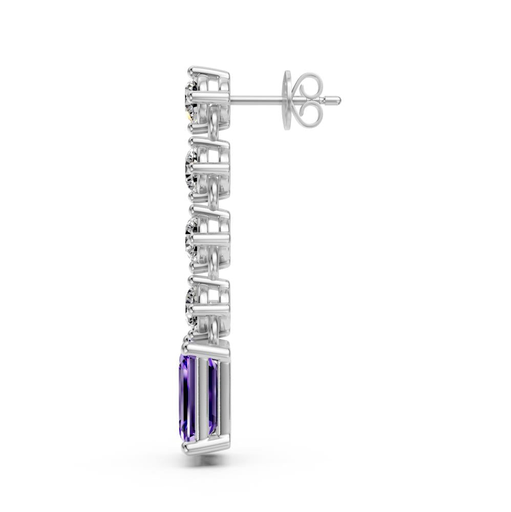 Tanzanite and Diamond Earrings in White Gold