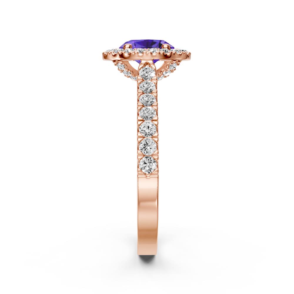 Diamond Ring with Tanzanite in Rose Gold