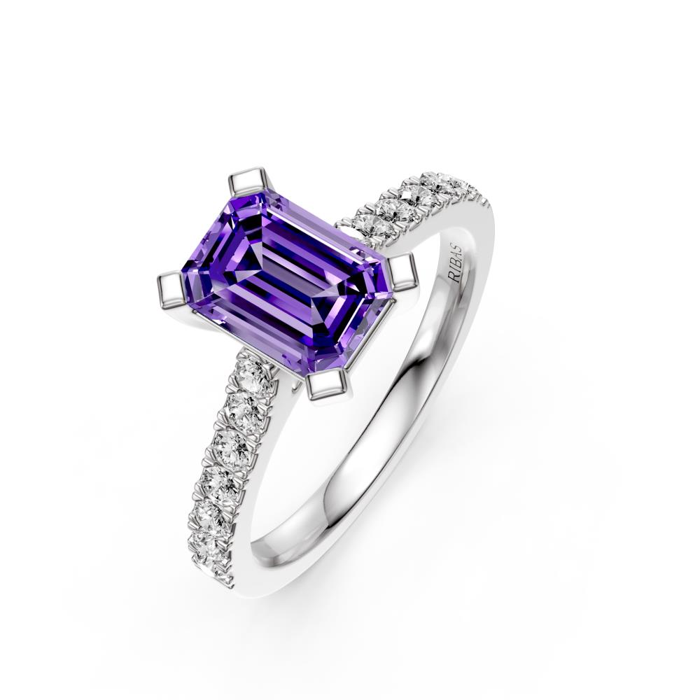 Diamond Ring with Tanzanite in White Gold