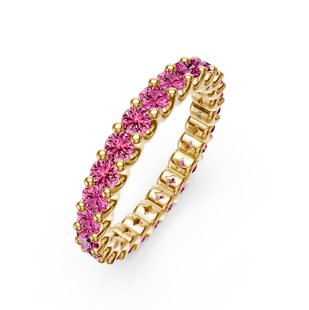 Pink Sapphire Band Ring in Yellow Gold