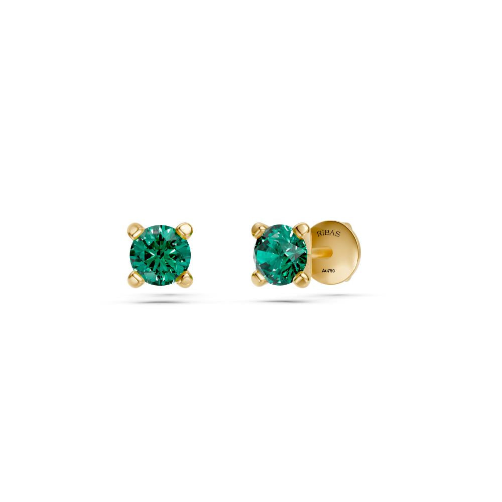 Green Sapphire Earring in Yellow Gold