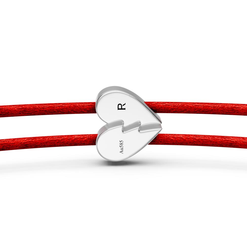 String Bracelet with Diamond in White Gold "Half Heart"