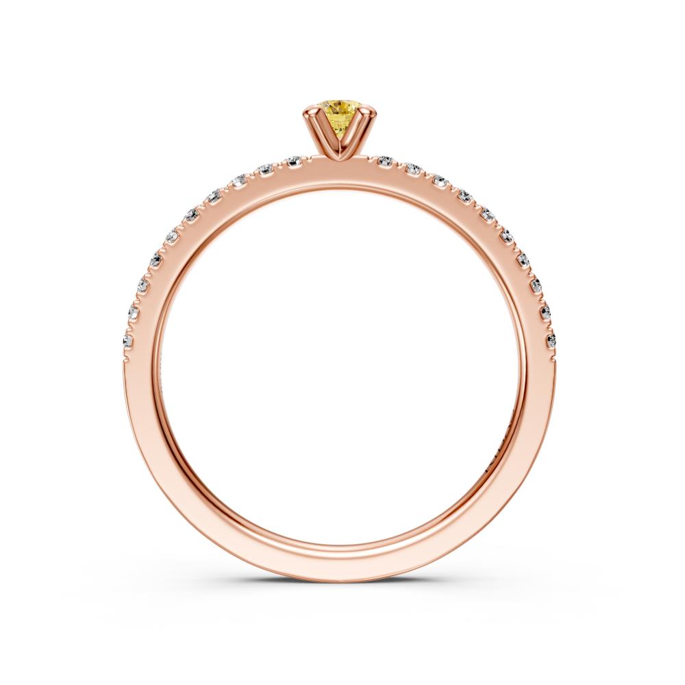 Diamond Ring with Yellow Sapphire in Rose Gold