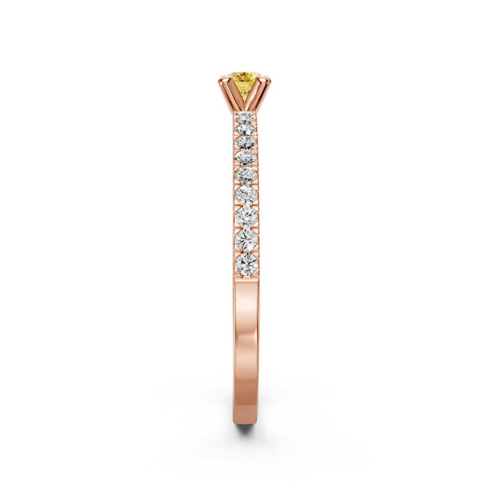 Diamond Ring with Yellow Sapphire in Rose Gold