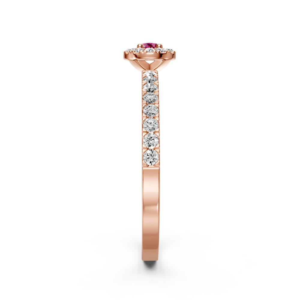 Diamond Ring with Pink Sapphire in Rose Gold