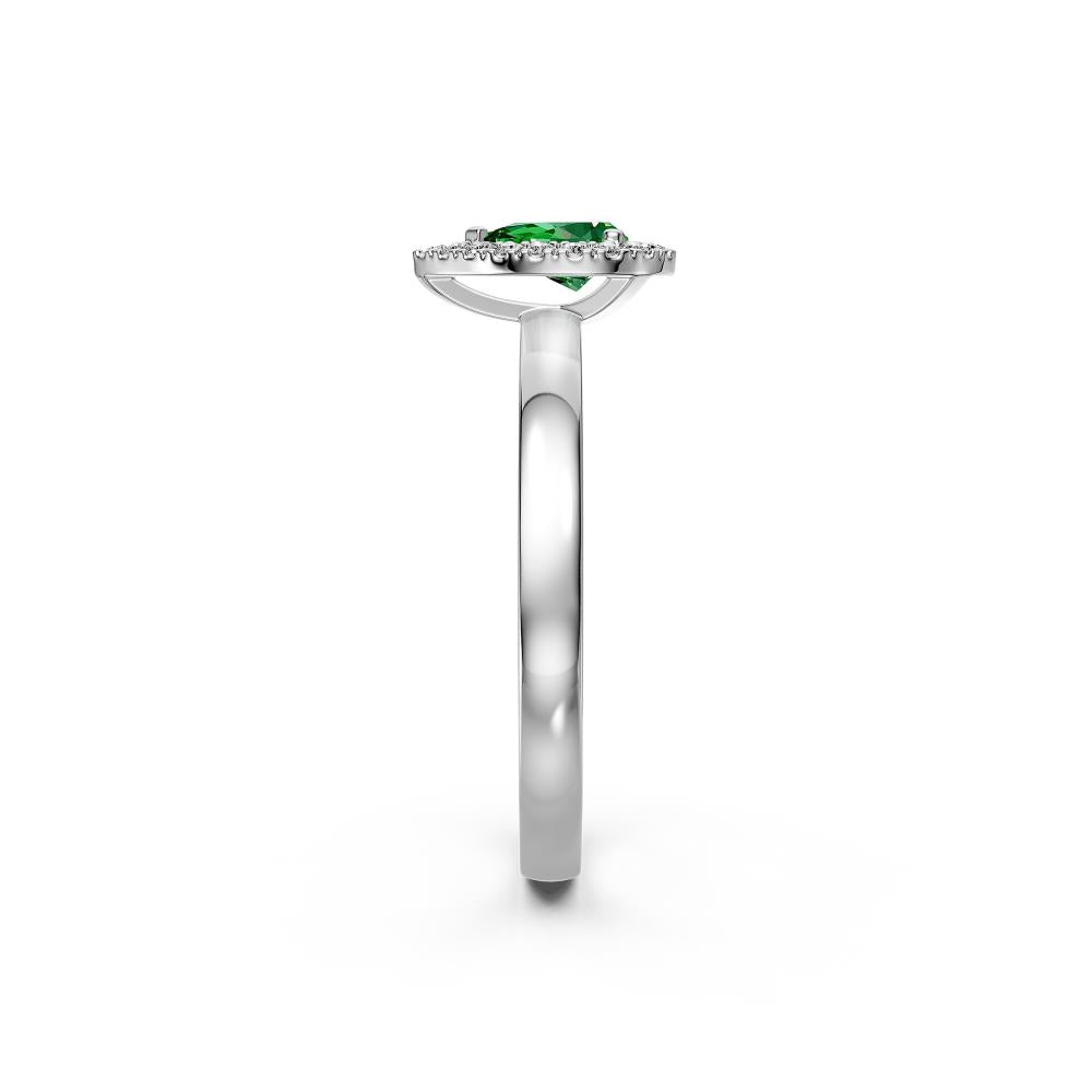 Diamond Band Ring with Tsavorites in White Gold