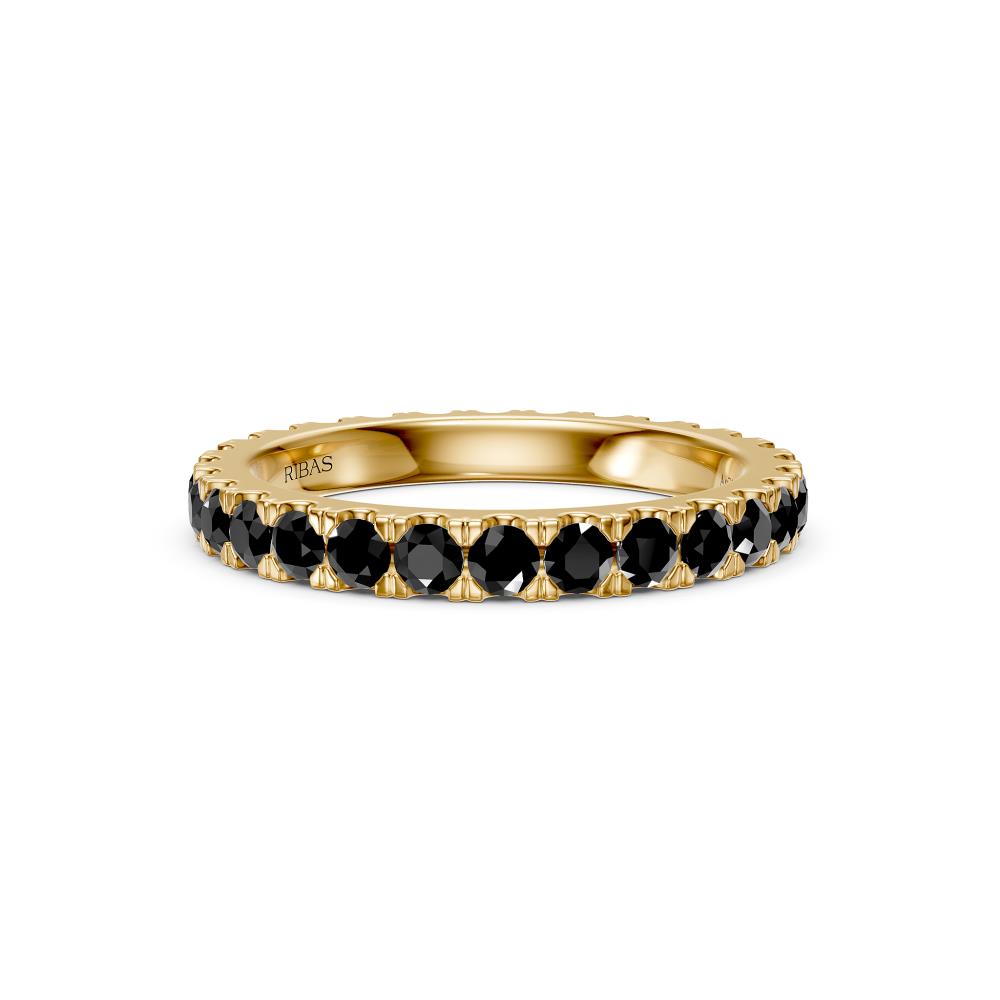 Black Diamond Band Ring in Yellow Gold