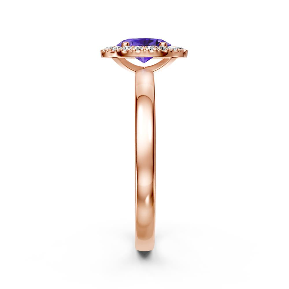 Diamond Ring with Tanzanite in Rose Gold